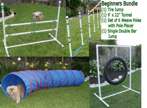 Obstacle Course Hurdles for Jumping Practice Adjustable Plastic Frame and Poles with Carrying Bag Dog Agility Bar Jump Training Equipment Exercise Drills