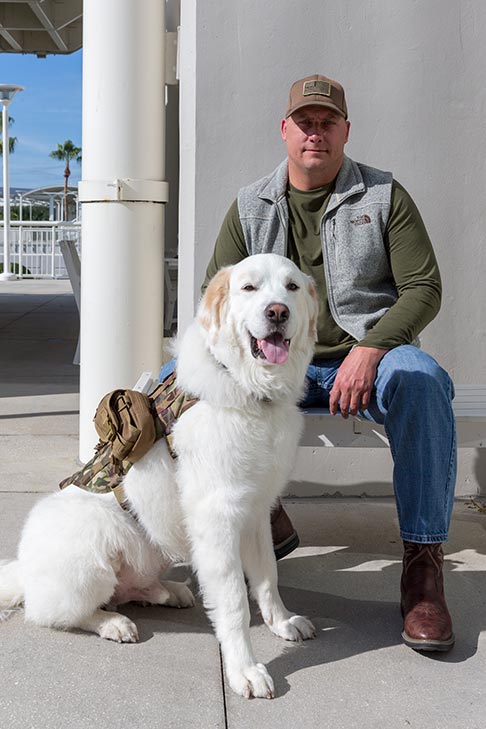 Service Dog: “Gunner,” a Great Pyrenees owned by D. Hamilton Kinard of Richmond Hill, Georgia.